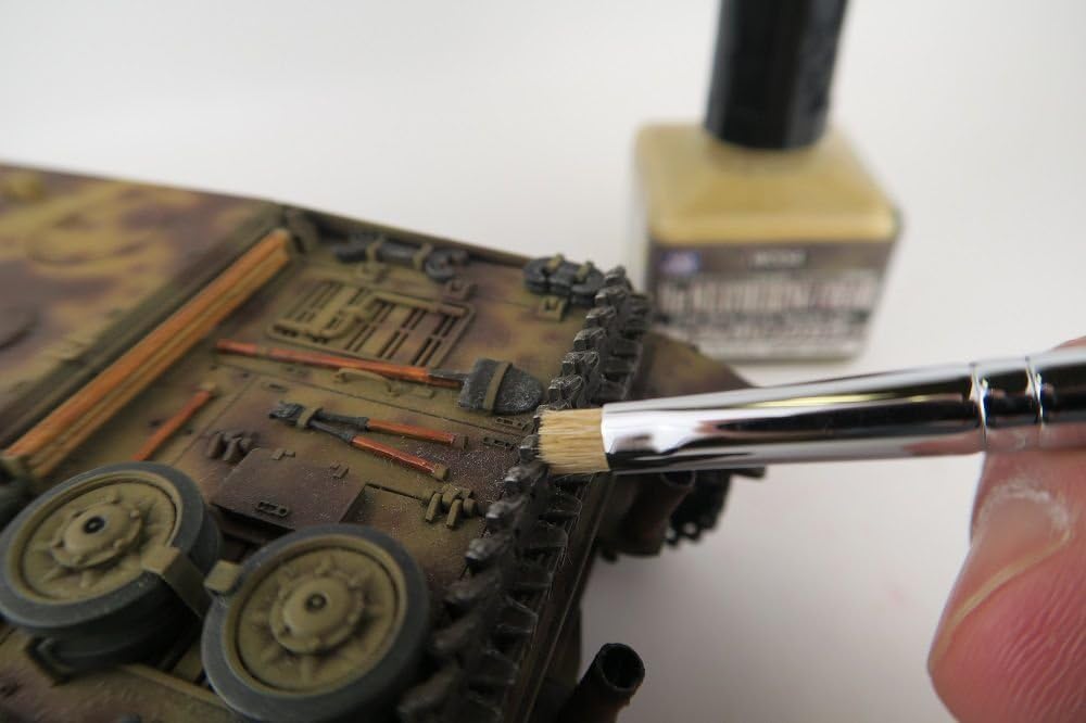MR.HOBBYミスターホビー MB31 Mr. Weathering Brush Set, Soft, Brush, Painting Tool for Model Making, for Weathering Paints, Large & Small Brush, Soft, Black, Metal Colours, Aluminium, Plastic, Set of 2