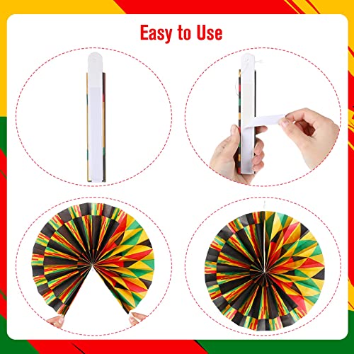 Image of Outus 9 Pcs Juneteenth Kente Paper Fans Black History Month Decor,Classic | Black History Month Juneteenth Celebrations, African American Events, Classroom Bulletin Board Wall Ceiling Kente Decor