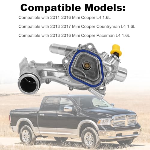 Image of Upgraded Aluminium Engine Coolant Thermostat Housing Compatible with Mini Cooper 2011-2016, Cooper Countryman 2011-2017, Cooper Paceman 2013-2016, 1.6L, Replacement for 11538671513 11537647305 | Compatible with Countryman 2011-2016, Paceman 2013-2016 1.6L, Replacement for 11538671513 -Aluminium Engine Coolant Housing