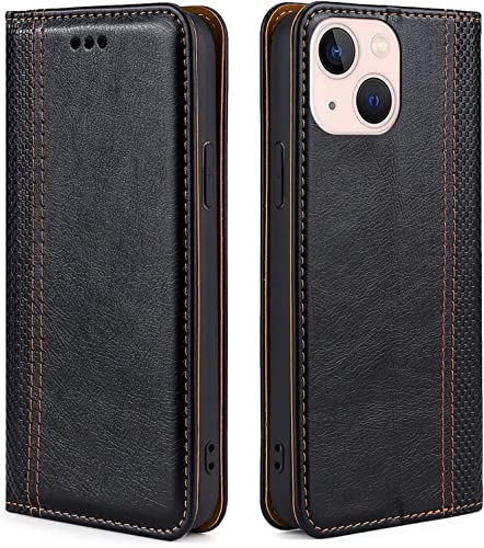 Étui portefeuille iPhone 14 anti-chute protection écran clapet aimanté cuir noir