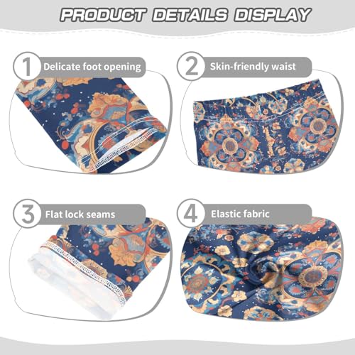 KLL Bohemian Mandala Oil Painting Girls Basic Leggings Soft Full Length Activewear Sports3