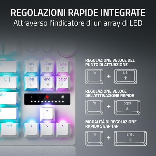 Huntsman V3 Pro Tenkeyless 8KHz - TKL PC Tastiera meccanica da gioco - 8KHz HyperPolling - Switch ottici analogici - regolabile 0,1-4,0mm - Snap Tap - Rapid Trigger - QWERTY US Layout | Bianco - Tastiera gaming - Immagine 8