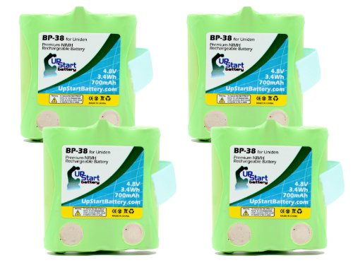 4 Pack - Replacement for Uniden BP-38 Battery - Compatible with Uniden Cordless Phone Battery (700mAh 4.8V NI-MH)