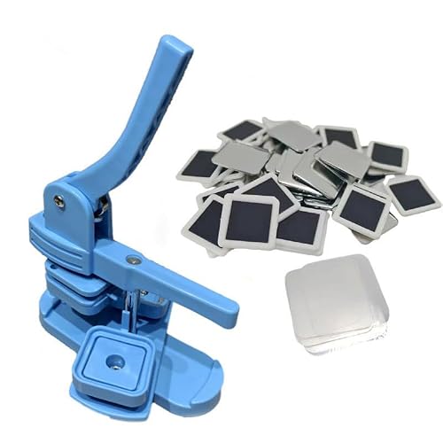 ZXGRfdefa Badge maker, 50x50mm/2 x 2" Square Button Maker Machine, DIY Badge Press(Blue)