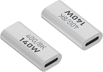 Tobo 140W USB4.0 C Female to Female Data Adapter Coupler 40Gbps USB4.0 Type C Jack to Jack Charging Connector Extender PD140W/8K@60Hz, Al Hull, for Thunderbolt 3 Phone 15 Steam Deck TD-1330CC
