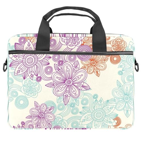 Maletín bandolera floral para laptop de 13 a 14.5 pulgadas con asa ajustable