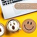 Whaline 4Pcs Smile Face Cork Coasters Cute Smile Round Coasters Farmhouse Heat-Resistant Cup Mats for Wooden Table Protection One Happy Dude Birthday Party Supplies