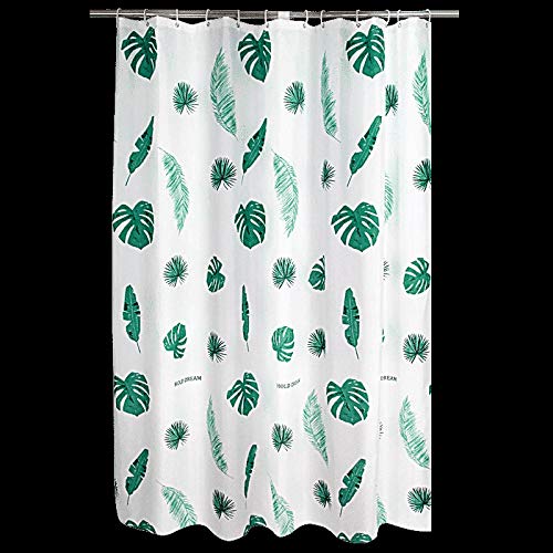 Cortina de Ducha con patrón de Hojas de plátano, poliéster Grueso Impermeable, Cortina de Ducha de baño para el hogar 300*200CM Cover