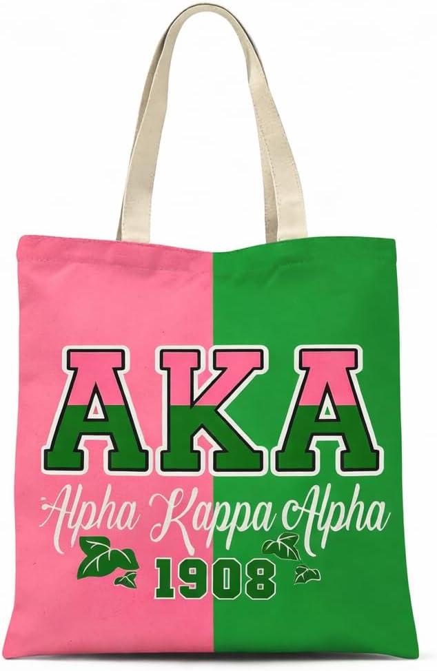 Canvas Tote Bag for Women, Pink Green Shoulder Tote, Large Capacity Reusable Shopper