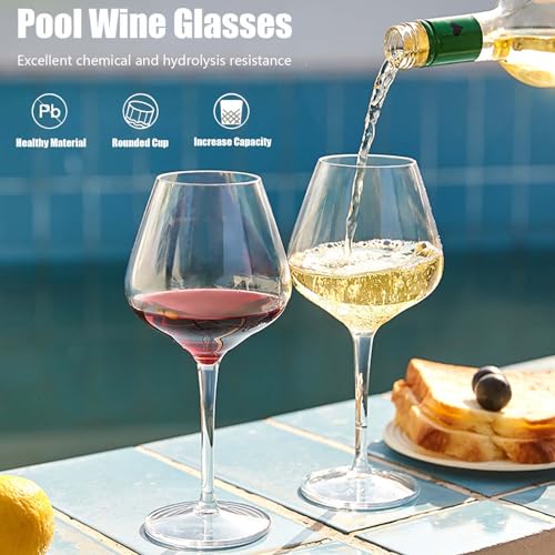 alouweekuky Set of 2 Floating Tritan Wine Glasses, 530ml, Plastic, Shatterproof, Champagne Glasses - Image 2
