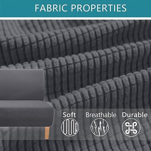Granbest Hohe Dehnung Futonbezug Super Weiche Armlose Sofabezug für Hunde Haustiere Katzen rutschfeste Futonbezug ohne Armlehne für Wohnzimmer Möbel Schutz (Futon, Grau)