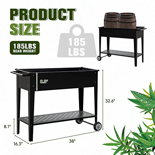 Rankok Raised Garden Bed With The Drainage Hole Outdoor Moveable Elevated Planter Box On Wheels For Flowers, Vegetables, Herbs Potted Plants #TOP4