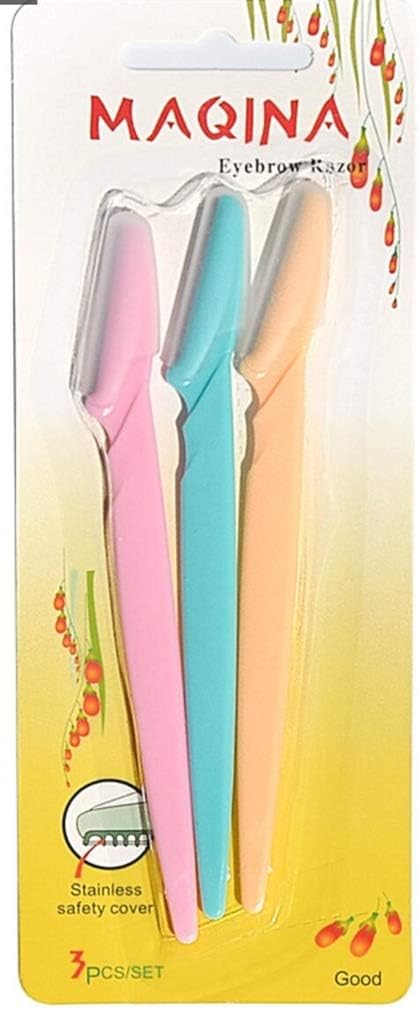LifeTools-LT Women's Eyebrows Razors, Safety Trimmer , Hair Removal Grooming Shaping, Men Beard Styling Shaving, Beauty Makeup Tool, Pink Blue Yellow - Set of 3