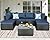 HTTH 7 Piece Patio Furniture Outdoor Rattan Furniture Sofa Wicker Conversation Set Sectional Furniture -All Weather Garden Sofa Couches Set |Patio, Backyard, Pool (Navy, with Table)
