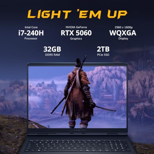 Image of Dell Alienware Aurora 16 inch WQXGA 120Hz Gaming Laptop, Intel Core 7-240H, NVIDIA GeForce RTX 5060 8GB GDDR7, 32GB DDR5, 3TB Storage(2TB SSD+1TB Docking Station), Backlit Keyboard, Wi-Fi 7, Win 11, Blue