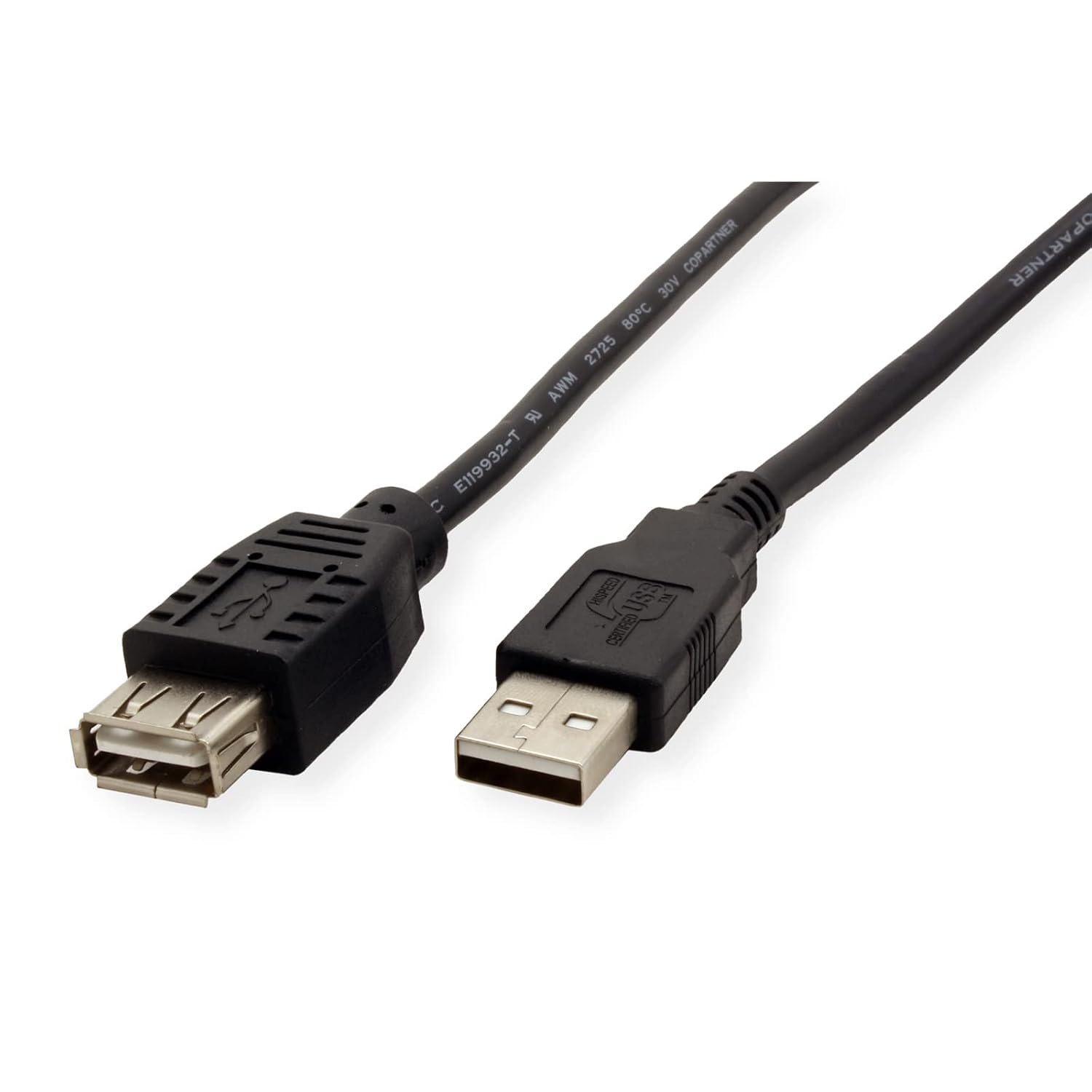 Roline | USB 2.0 Cable | A | Male/Female | Black | 0.8 m