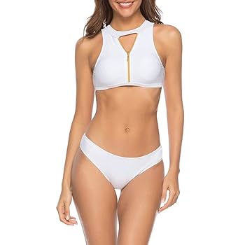 Amazon.co.jp: ビキニ 女性のジッパーフロント水着ビキニスーツ