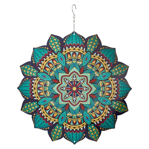 Hilandero de Viento Cinético Mandala NICENEEDED, Esculturas de Viento de Hilanderos de Jardín de Acero Inoxidable 3D, Adornos Giratorios para Césped de 11.8 pulgada