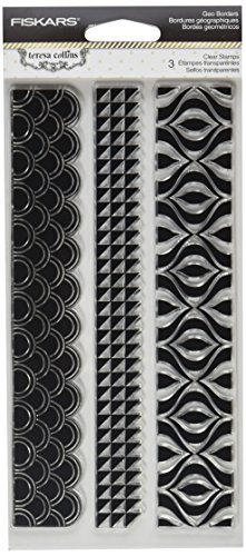 Fiskars Teresa Collins 4X8 Inch Clear Stamps, Geo Borders #TOP5