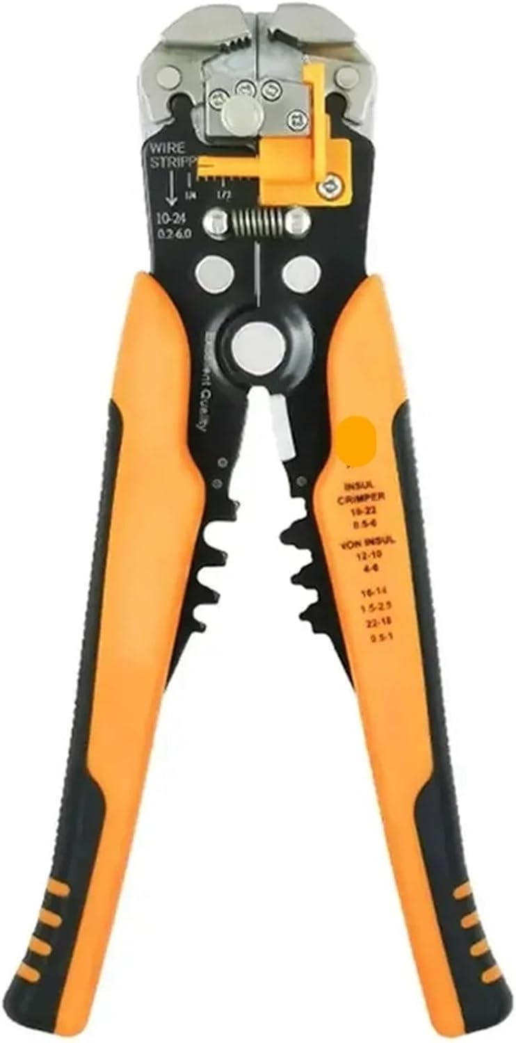 1Pcs Wire Stripping Multifunctional Pliers For Cable Cut CrimpTerminal High Precision Automatic Hand Tool Crimper Cable Cutter (Color : Orange)
