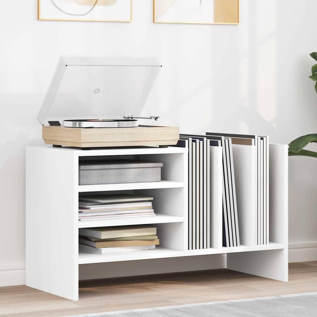 Armario para discos de vinilo, color blanco, 78,5 x 35 x 45 cm, con 6 estantes, versátil como aparador, mueble de TV, estantería para CD o DVD para salón, ahorra espacio y es fácil de limpiar