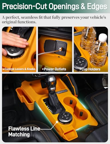 JROAD 3-in-1 Silicone Console Tray for Ford Bronco 2021-2024, Orange — view 4