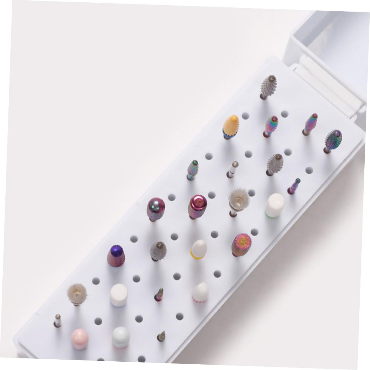 EXCEART Caja De Brocas para Uñas con 48 Agujeros Organizador Compacto para Almacenamiento De Brocas De Manicura Y Pedicura Mantiene Orden Y Limpieza En Escritorio 6.29X2.48X1.96In