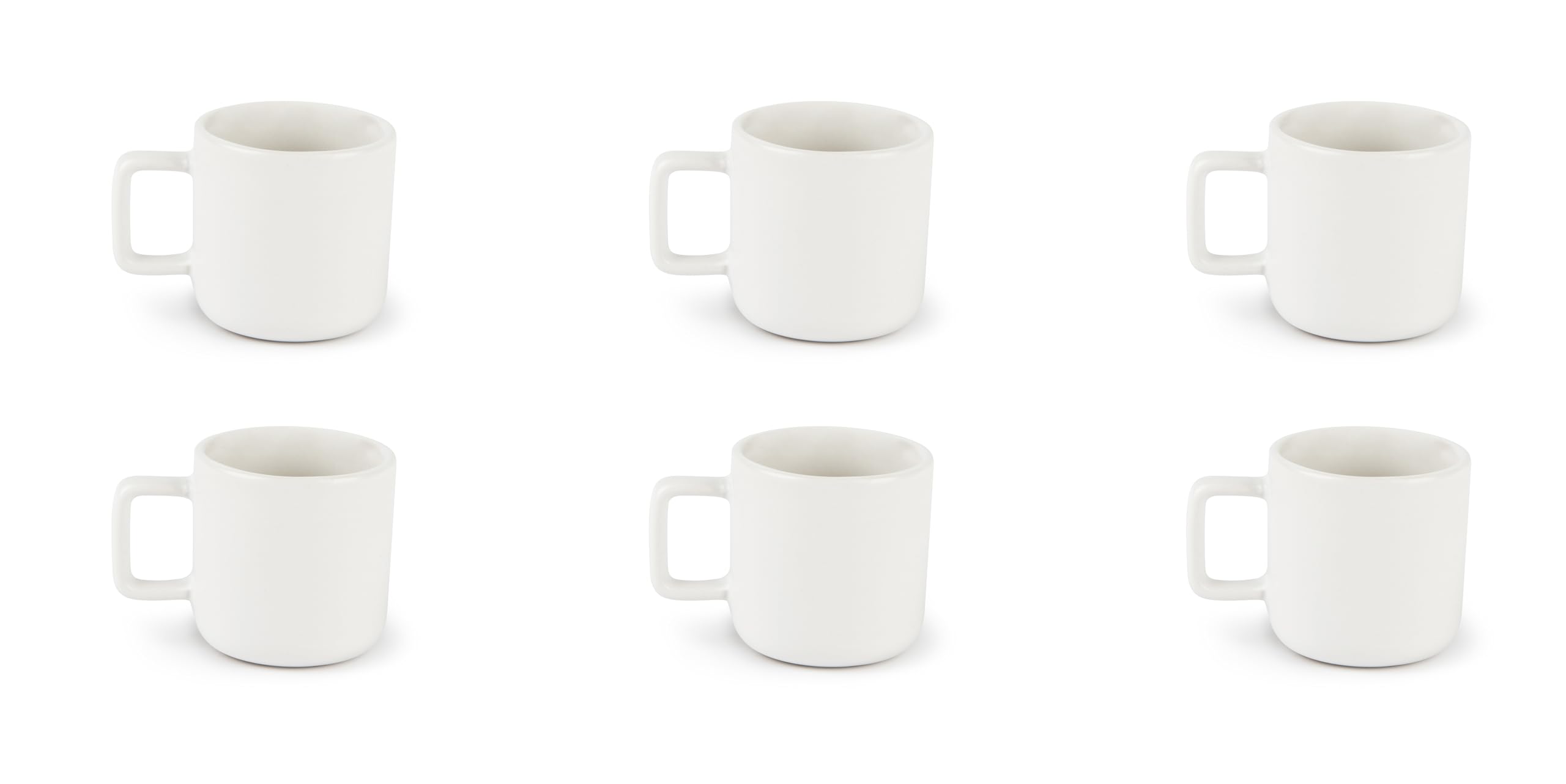 Excelsa Nordic Set of 6 White Coffee Cups, Stoneware Ceramic, 80 ml Capacity