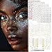 LALACE Glitter Freckles Face Tattoo - Gold Face Glitter Makeup Speckles - Face Glitter Speckles Patches - Waterproof Sparkle Freckles for Women - Face Gems and Pearls for Makeup - 12 Count (Gold)