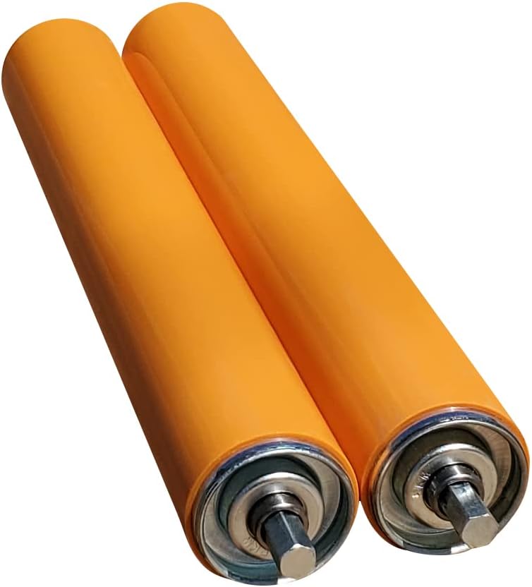 2-Pack of Polyurethane Conveyor Rollers (Length: 15 Between Frame, Poly-Coated, 1.9 Diameter Rollers)
