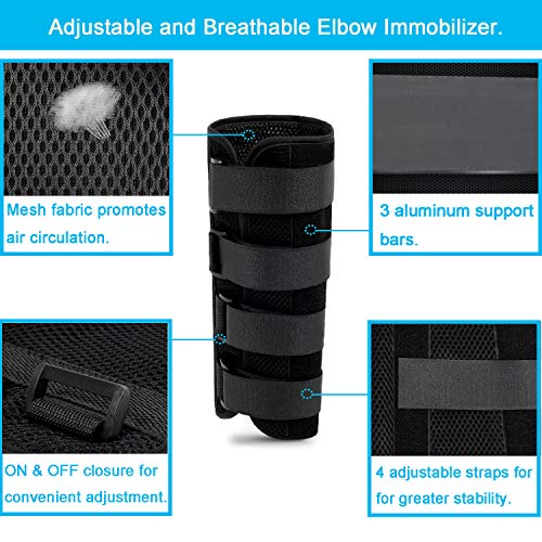 Elbow Brace Splint Immobilizer Stabilizer for Ulnar Nerve Entrapment & Cubital Tunnel Syndrome, Adjustable Elbow Nighttime Support, Keep Arm Straight for Sleeping (L/XL) - Thumbnail 3