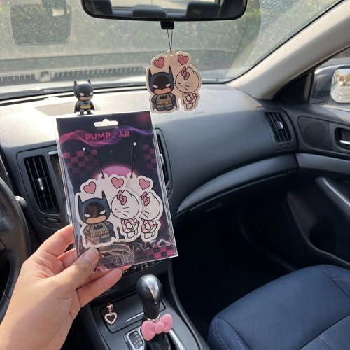 Image of PumpCar 2 pieces Battey cute cat double-sided hanging cartoon Vanilla-scented funny car air freshener Cool spider bat hanging for rearview mirror Interior Accessories Gifts