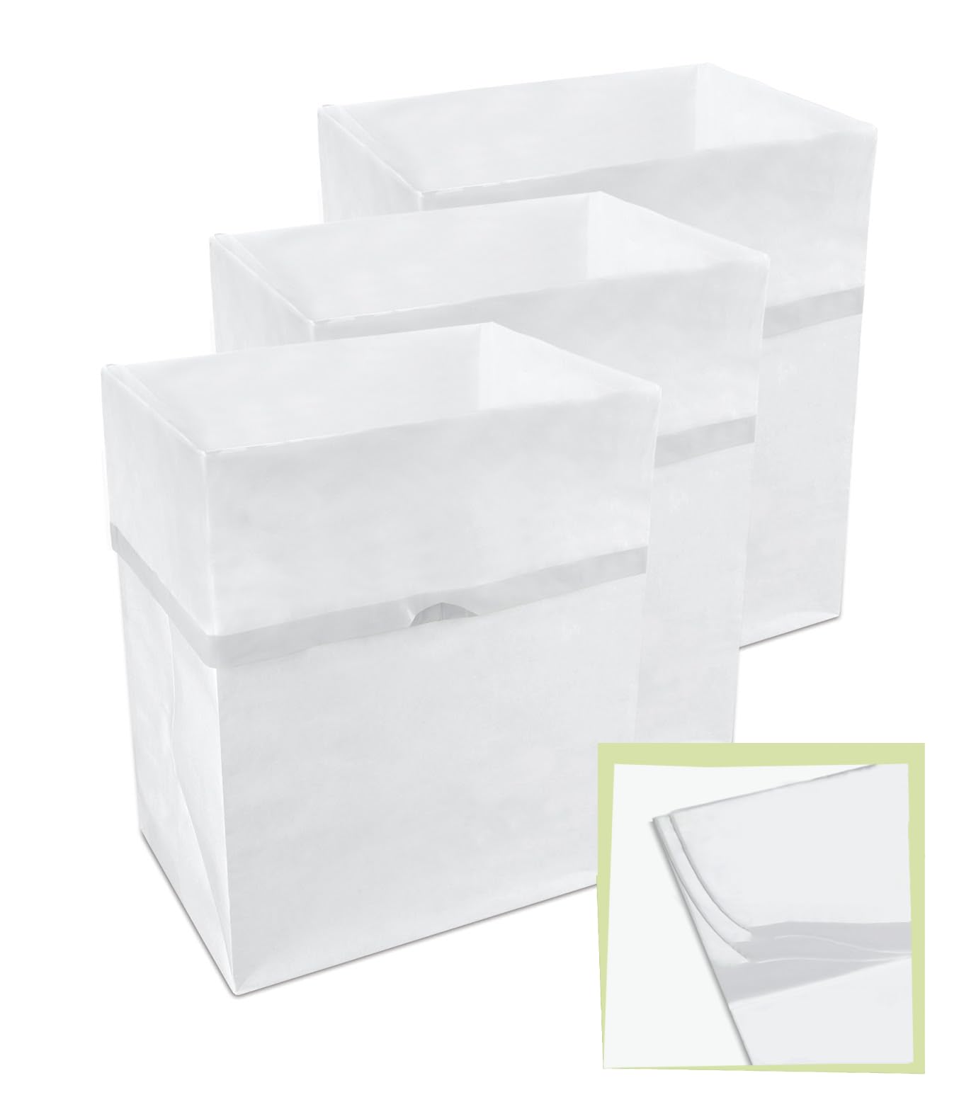 13 Gallon Multi-Liner Disposable Trash Cans (3-Pack) with Fitted Trash Bags - Reusable Garbage and Recycling Bins for Parties, Events, and More (White - 17