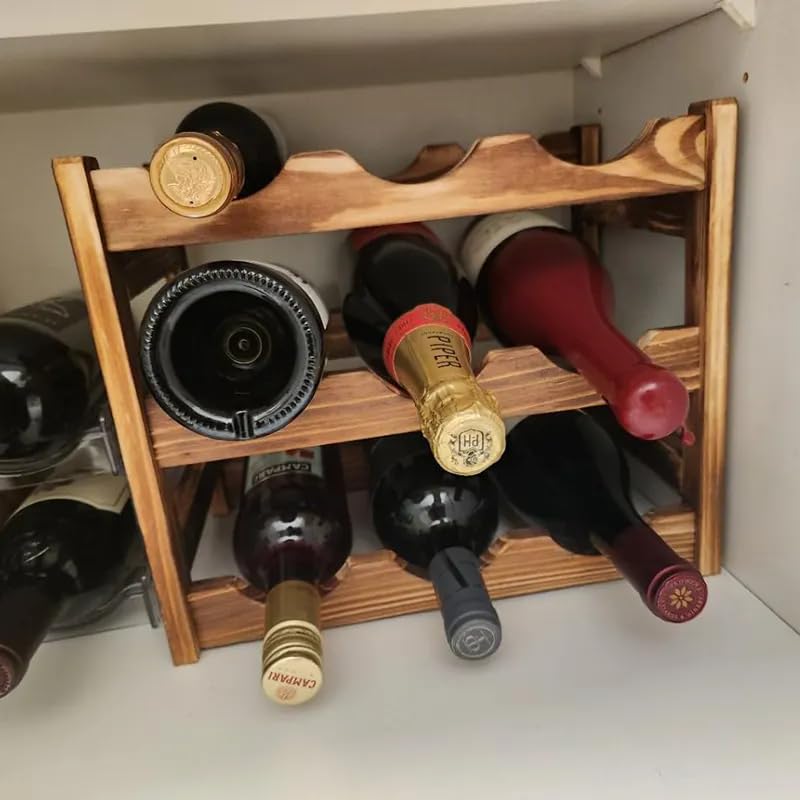 Soporte de vino de mesa de madera independiente miniatura 4