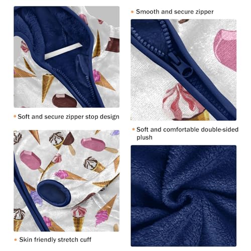 Popsicle Chocolate in Waffle Cups Girls Fleece Jacket Girls Fall Jacket Girls Zip Up Hoodie Girls Sherpa Jacket 2-10T3