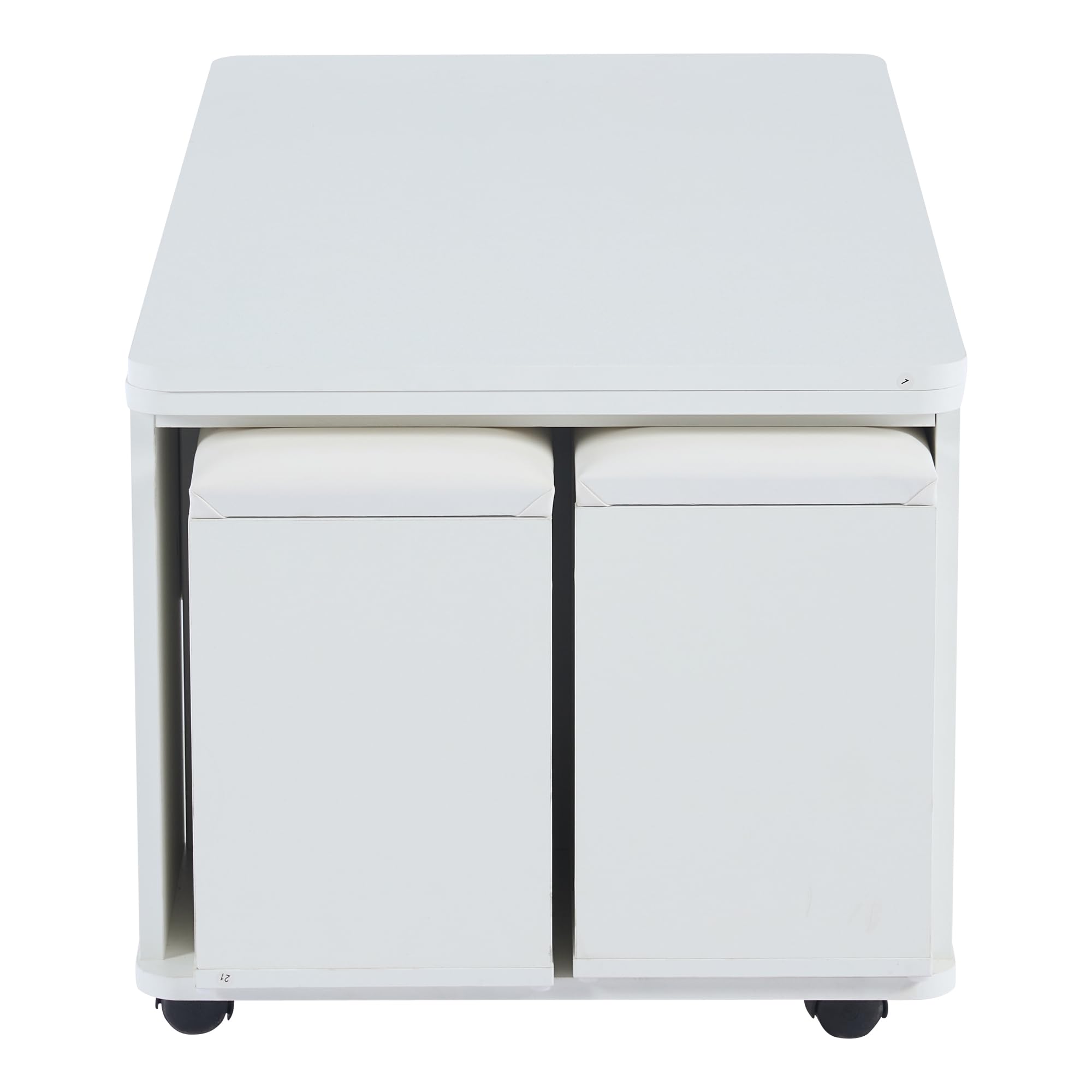 Mesa de centro regulable en altura, mesa de sofá portátil, 4 en 1, convertible en mesa de comedor, mesa con cajones, con 4 taburetes, color blanco