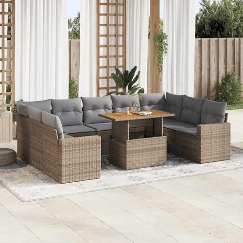 Snsowed Juego de sofás jardín con Cojines Beige 10 pzas ratán sintético, Set De Jardin Exterior, Muebles De Jardin, Muebles Jardin Exterior, Conjunto Mueble Jardin - 3327083