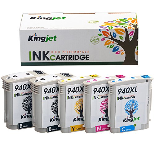 Kingjet Remanufactured Ink Cartridge Replacement for 940, 940XL Work with Officejet Pro 8000, 8500, 8500a Series Printers, 5Pack(2BK 1C 1M 1Y)