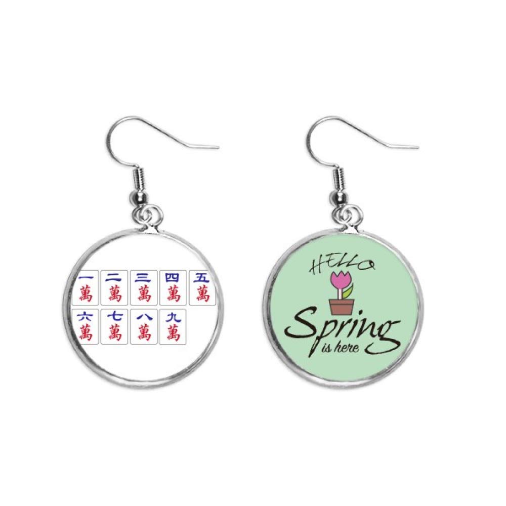 Pendientes de Mahjong estilo chino para mujer joyas decorativas de primavera 5