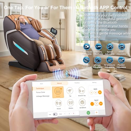 Image of MassaMAX A580 4D Full Body Massage Chair for Big & Tall, OTA Update, Brown | Supports up to 6'10 inch&500 lbs, with 59 inch SL Track, app & voice Control, auto footrest and Z-Gravity; ideal for plus-size users