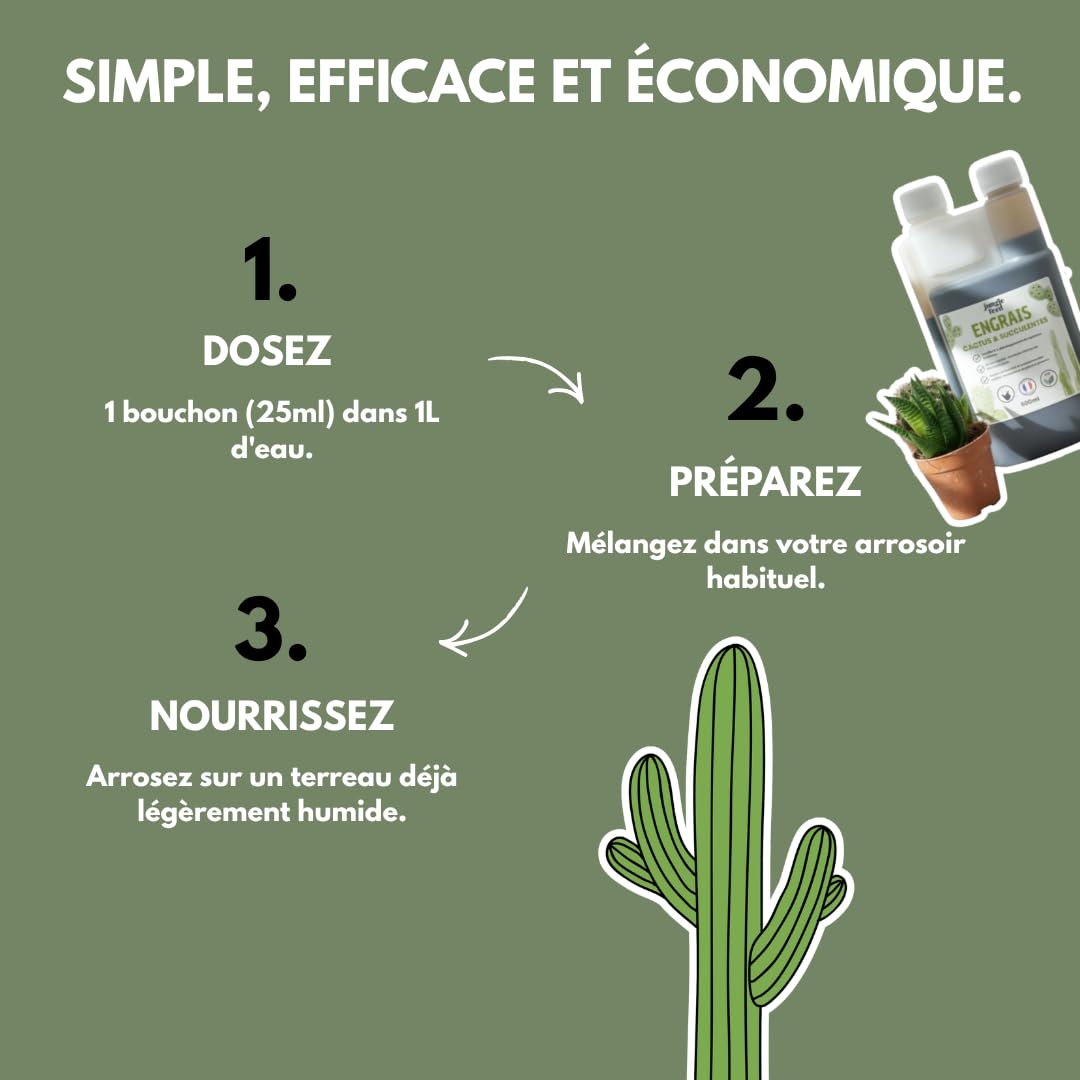 Engrais Liquide Cactus et Succulentes - 500ml - Made In France - 100% bio
