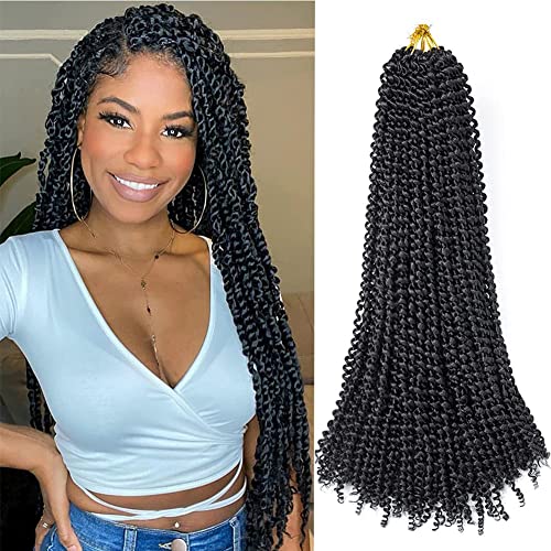 Passion Twist Hair - 24 Inch Passion Twist Crochet Hair 154 Roots Freetress Water Wave Crochet Hair Synthetic Long Passion Twist Curly Braiding Hair Extensions Natural Black(24 inch, 1B)