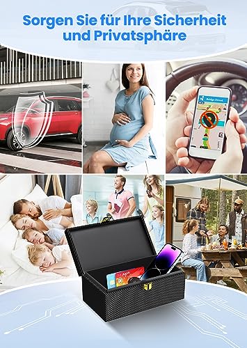 lanpard Keyless Go Schutz Autoschlüssel Box, Extra Groß Faraday Box & Faradayschutzhülle (2 Stk) für Sicheren Schutz, Keyless Go Schutz von Handy, Kreditkarte und Autoschlüssel, XL