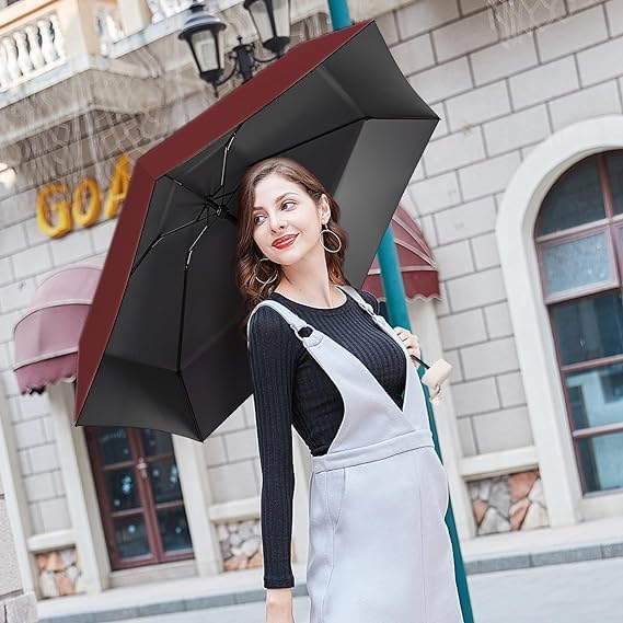 Image of SNKR ESSENTIALS HEMOVIA Mini Umbrella with Case for Men & Women (Manual Open) Compact Travelling Umbrella, Polyester & UV Protection Fabric for Summer Use in Rain & Summer- 6 Frame
