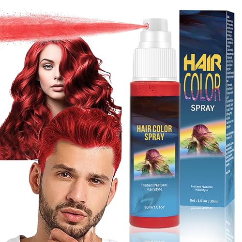 Temporary Hair Colour Spray, Blue Color Hairspray, Washable One Time Temporary Hair Dye Spray Instant Styling for Boys, Girls Adults Party Fancy Dress Cosplay Christmas Halloween (Red, 30ML)