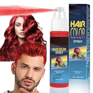 Temporary Hair Colour Spray, Blue Color Hairspray, Washable One Time Temporary Hair Dye Spray Instant Styling for Kids Adults Party Fancy Dress Cosplay Christmas Halloween (Red, 30ML)