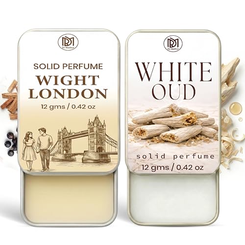 Image of Dr.Mashur Solid Perfume |wight london&White Oud Alcohol Free Wax Perfume Balm, Long Lasting | Pocket Tin 12g, Pack Of 2| Non Greasy Smooth Glide, Travel Friendly Unisex Gifts He Or Her