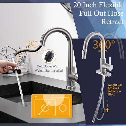 Appaso APS323-BN Bar Sink Faucet, Stainless Steel Kitchen Faucet thumb #3