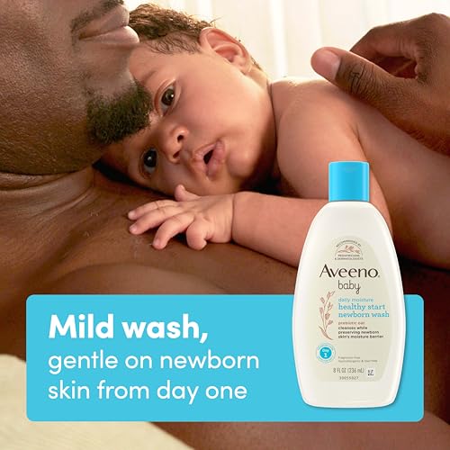 Image of Aveeno Baby Healthy Start Nourishing Newborn Wash, Hypoallergenic Baby Body Wash, Prebiotic Oat, Gently Cleanses Sensitive Skin, No added Fragrances & Parabens, Tear-free, 8 fl. oz
