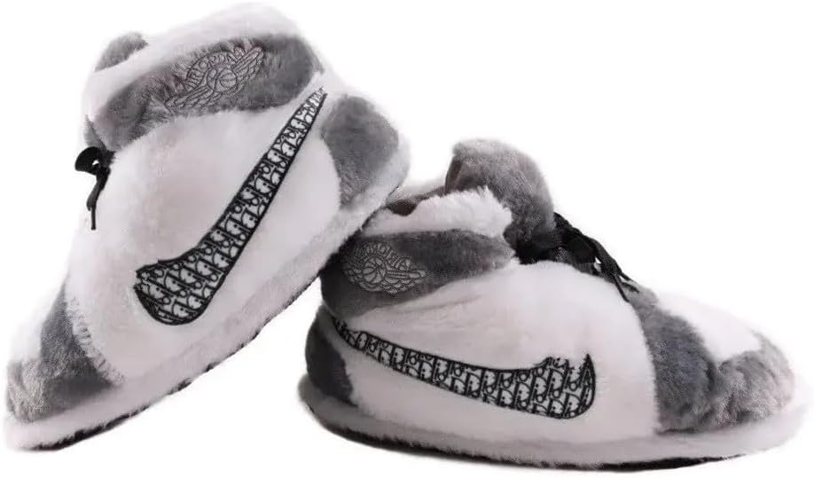 StardustGemstones Fluffy Warm Home Shoes for Men and Women Sneaker Slippers Comfy Kicks Winter Warm Plush Slippers Fleece Lined Sneakers Anti-skid Rubber Sole Fluffy Shoes